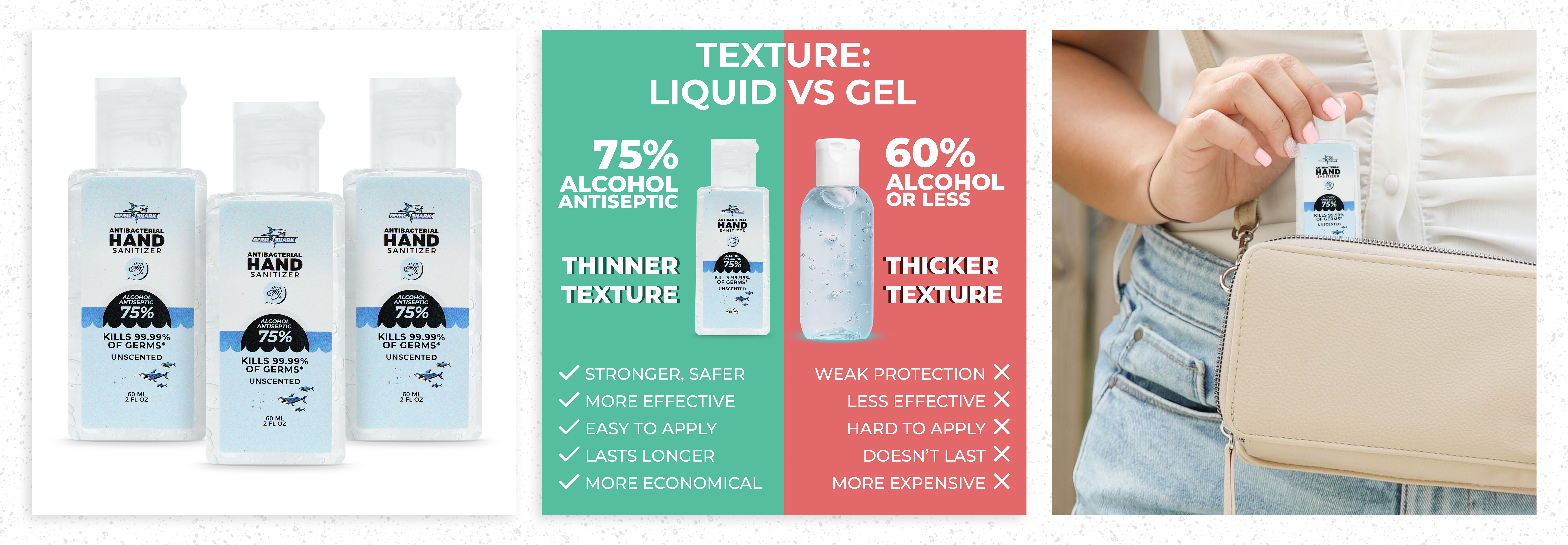 hand sanitizer in hero image, infographic, and lifestyle image that were used by Share It Studio for the competition hosted by PickFu